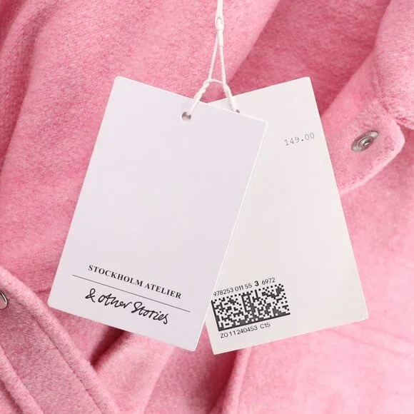 NWT & OTHER STORIES Oversized Wool Blend Overshirt Shacket Pink Size US 6 - Picture 7 of 9